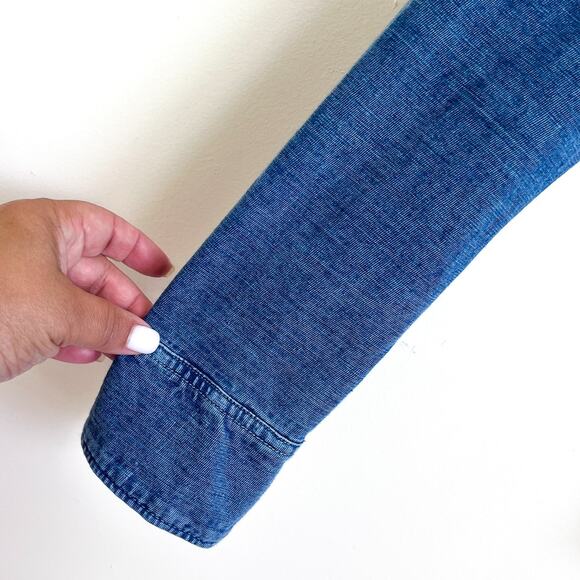 Faherty Sun Washed Knit Women Shirt Small Blue Organic Cotton Button Sustainable - Picture 4 of 10